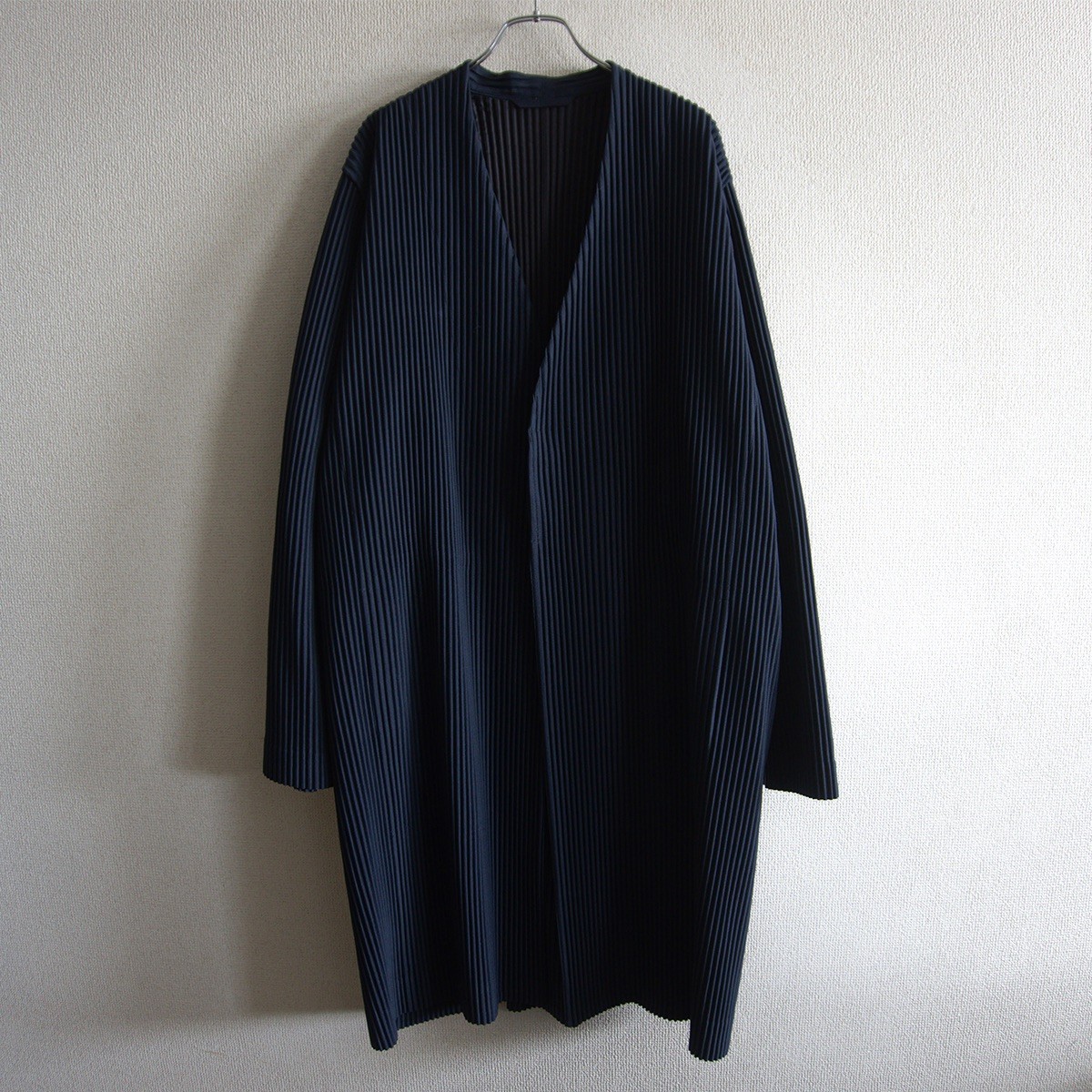 【美品】 HOMME PLISSE ISSEY MIYAKE【プリーツ コート】4 ネイビー オムプリッセ イッセイミヤケ 26040146
