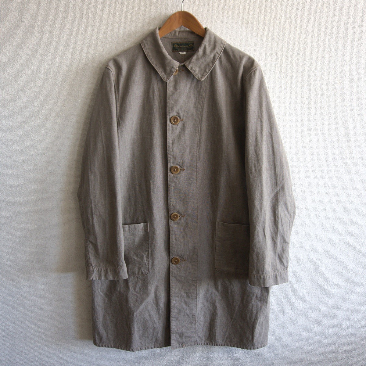 【美品】WAREHOUSE【コットン リネン ショップ コート】38 ウエアハウス 麻 26040139