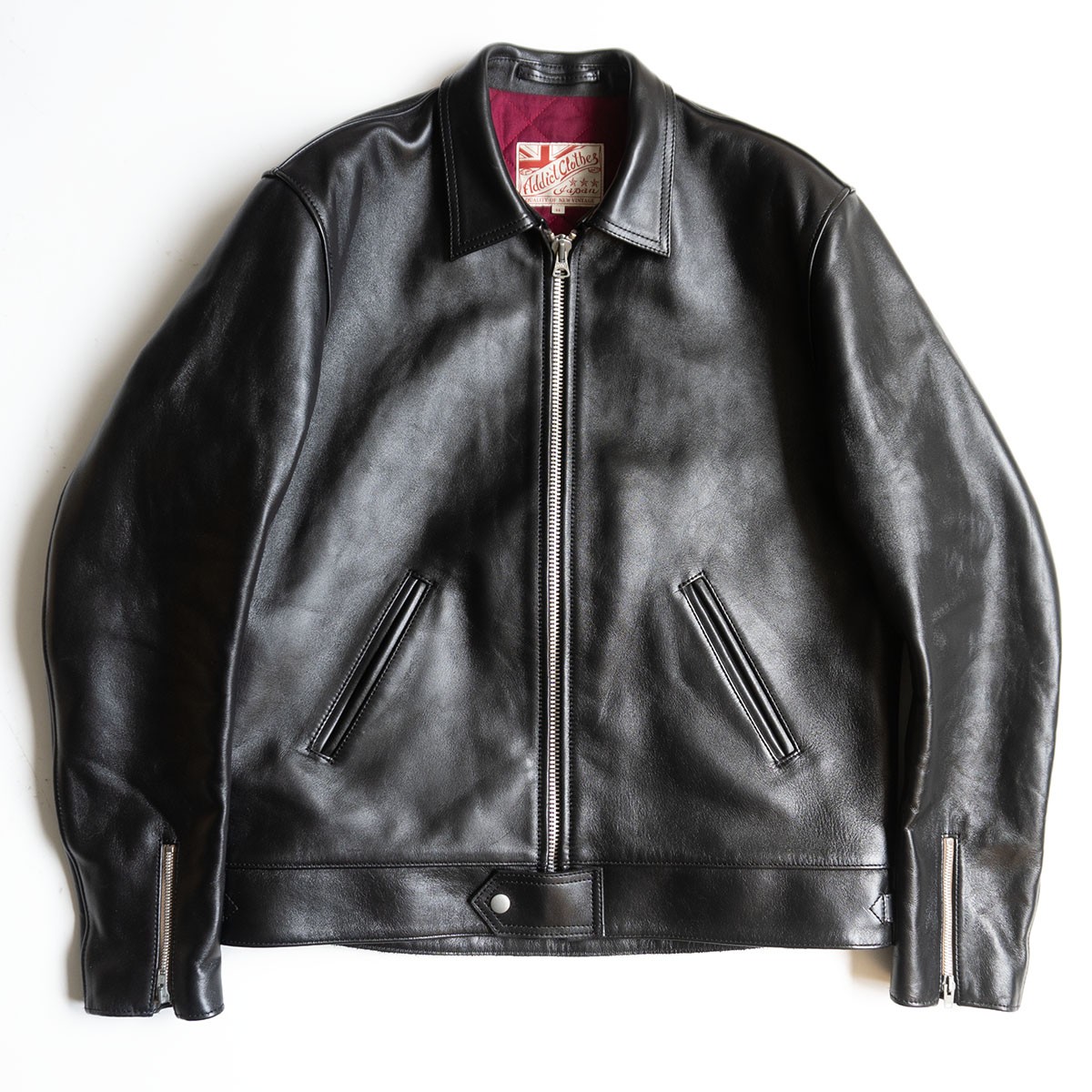【美品/ビッグサイズ】ADDICT CLOTHES【AD-01 CENTER-ZIP JACKET (HORSE)】44 ホースハイド レザージャケット アディクトクローズ 26040276