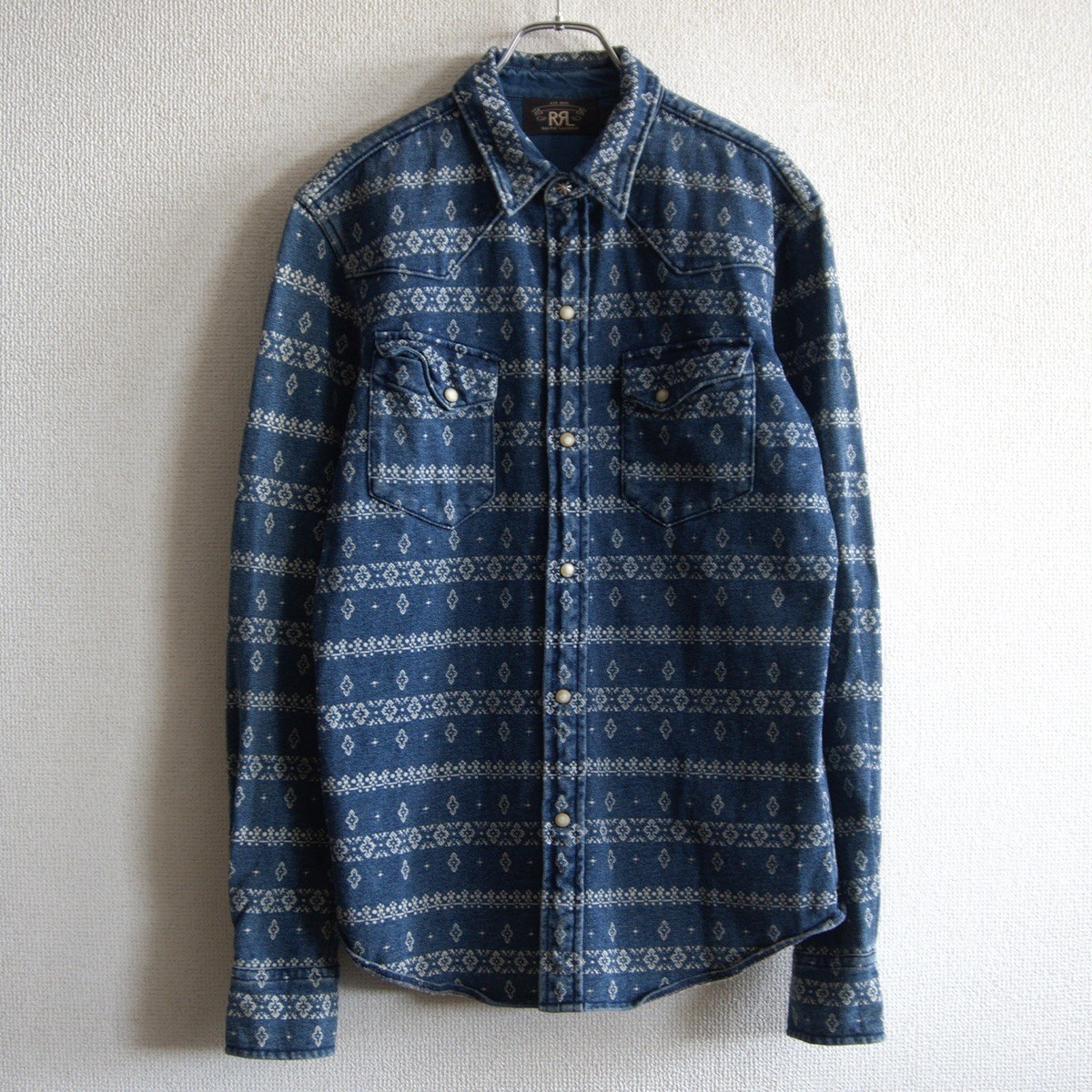 【傑作】RRL【PRINTED BANDANA WESTERN SHIRTS】S インディゴ ウエスタンプルオーバー ダブルアールエル s2604079 カジュアルシャツ-トップス