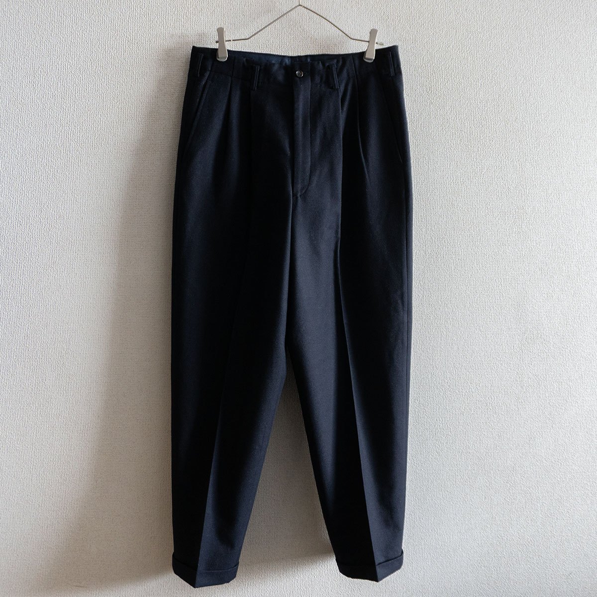 【AD1989/アーカイブ】COMME des GARCONS HOMME【80s ウール スラックス パンツ】L ネイビー コムデギャルソンオム 26040593｜OLD BOY SHOP