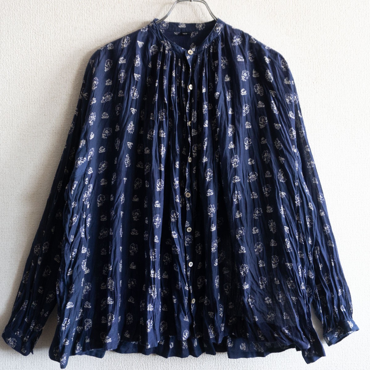 【美品】45R【フェザーカディシルクの小紋ブラウス】45rpm 26040679|OLD BOY SHOP