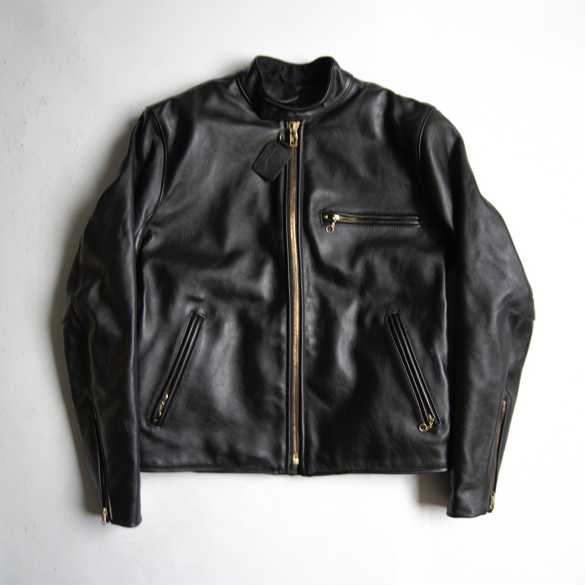 【美品】 VANSON 【MODEL B シングルライダースジャケット】40 なめし革 ラインドライブ付き添い人 USA製 バンソン 26040738