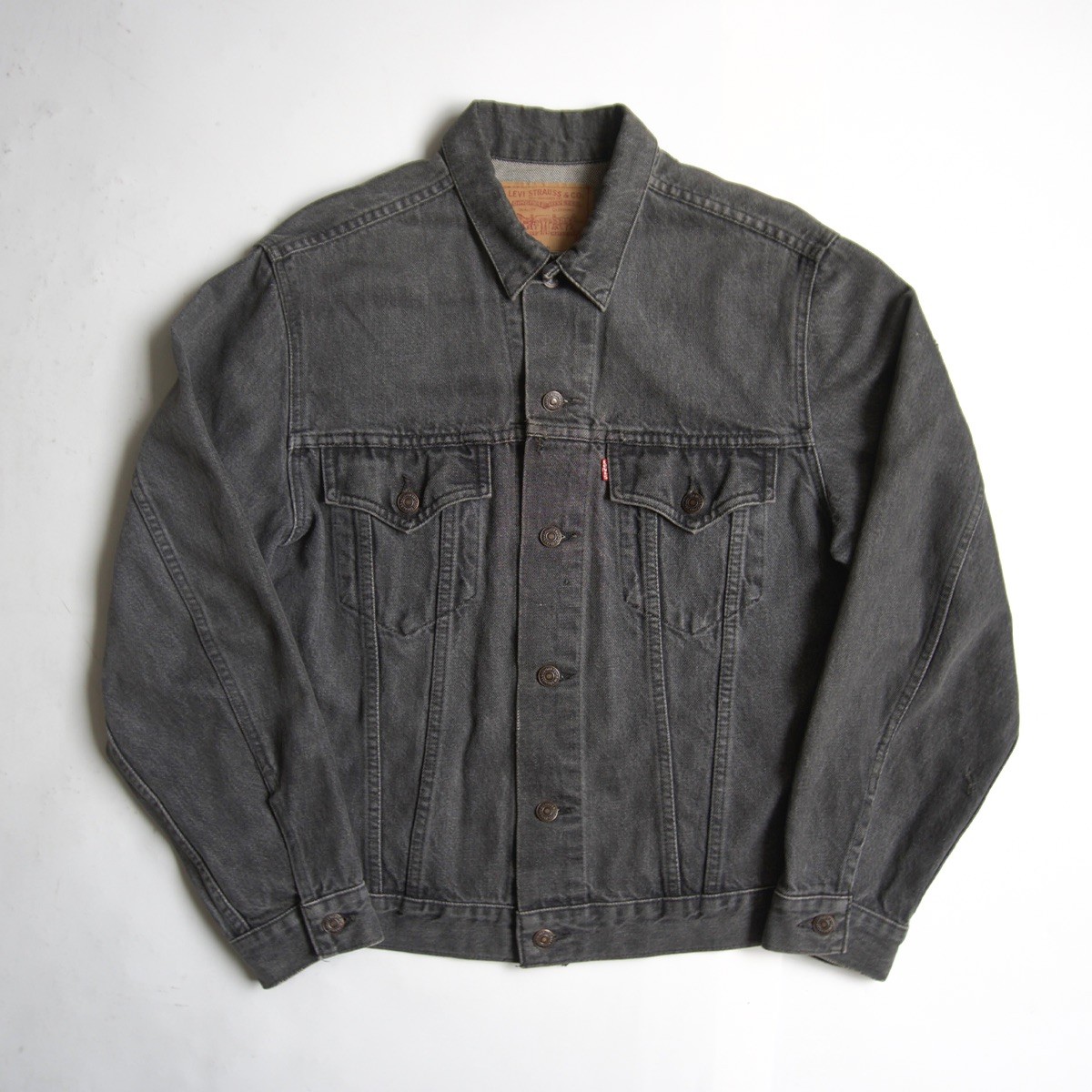 【佇まい威風堂々たる/ビッグ大いさ】 LEVI\u0027S 【80s 75505-0259/先染め 黒いこと ジーンズ上衣 】44 リーヴァイズジーンズ 80年月日 26050022