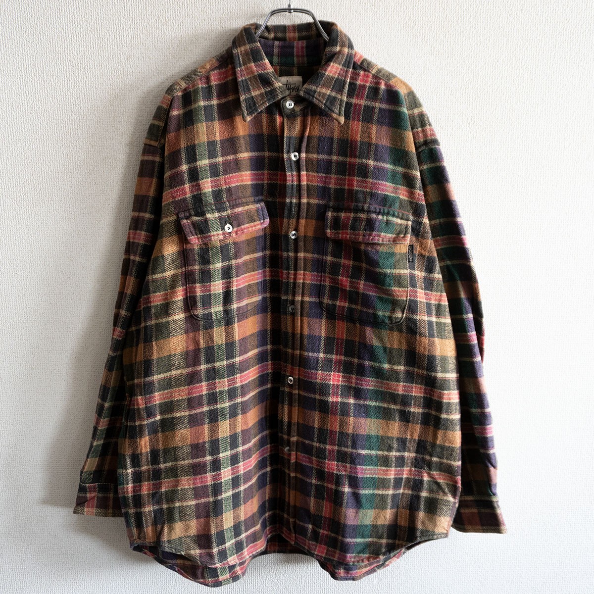 【90s/USA製】OLD STUSSY【チェック ネルシャツ】 M ステューシー OLD オールド 白タグ 古着 26050083｜OLD BOY SHOP