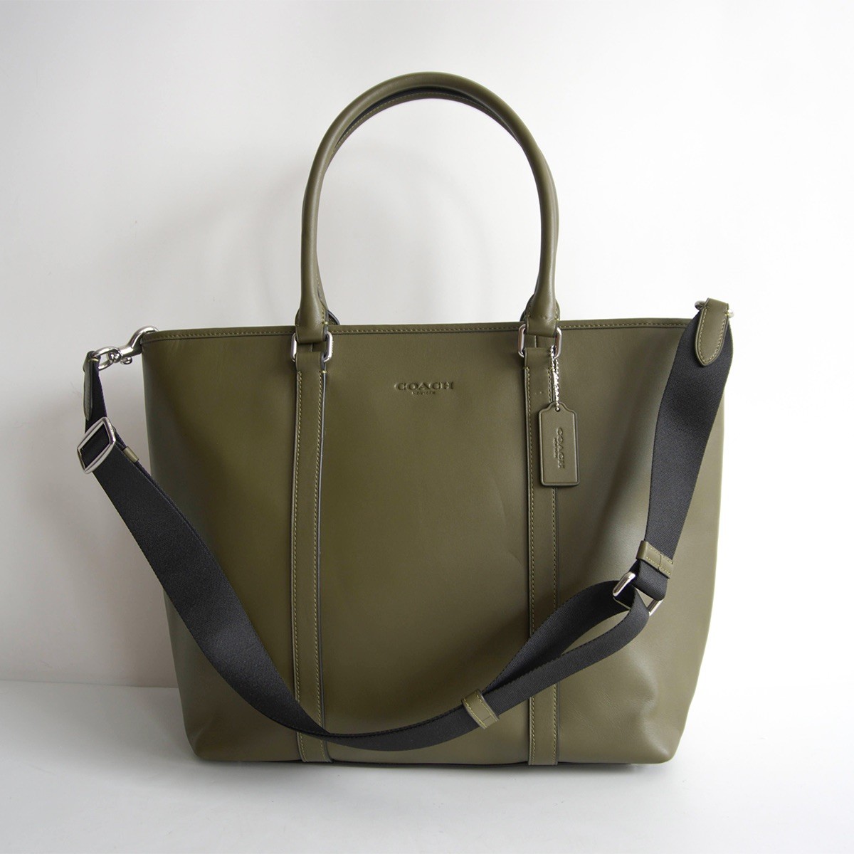 【極美品】COACH【CBG49/2WAY ネイサン レザー トートバッグ】 カーキ ビジネスバッグ コーチ 26050239｜OLD BOY SHOP