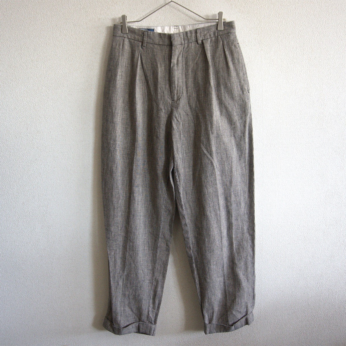 【美品】POLO RALPH LAUREN【コットン&times;リネン 2タック スラックスパンツ】32&times;32 千鳥柄 ポロラルフローレン 26050729｜OLD BOY SHOP