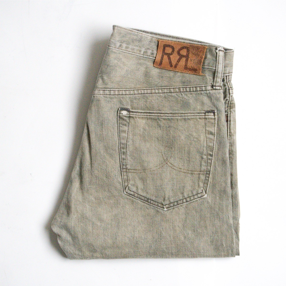 【美品】RRL【OLIVE WASH STRAIGHT-LEG JEANS】【亜米利加製】32×30 ストレートレグ ジーンズズボン下 ダブルアールエル 26060020
