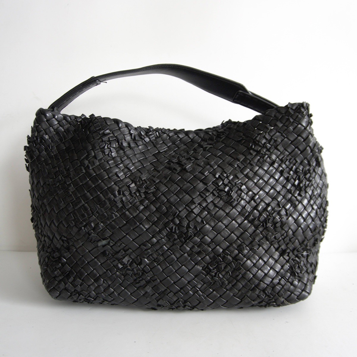 【美品】FALORNI 【イントレチャート なめし革 ハンドバック 】 黒いこと メッシュ BAG MADE IN ITALY ファロルニ s2605179