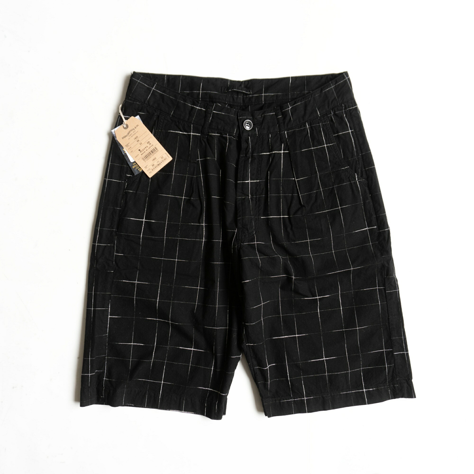 【未当て嵌める品】STUDIO D’ARTISAN【1900 / KYOUTO BLACK DYEING KASURI SHORTS】33 絣 二分の一ズボン下 ステュディオ ダルチザン 26060386