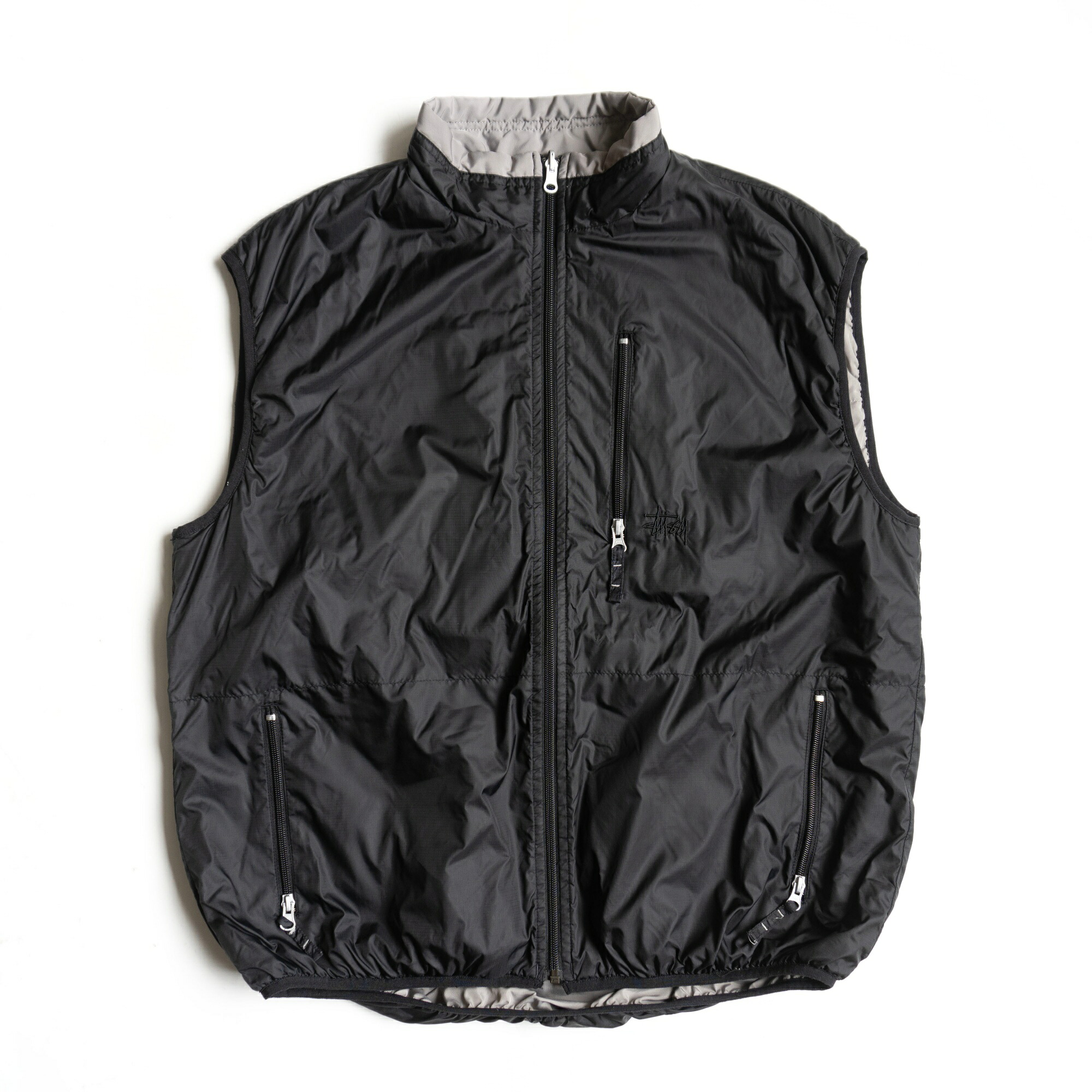【滅多に無い】OLD STUSSY【リヴァーシブル ナイロンより良い】XL 00s フルジップ パフどんぶり鉢 標本抽出 26060393