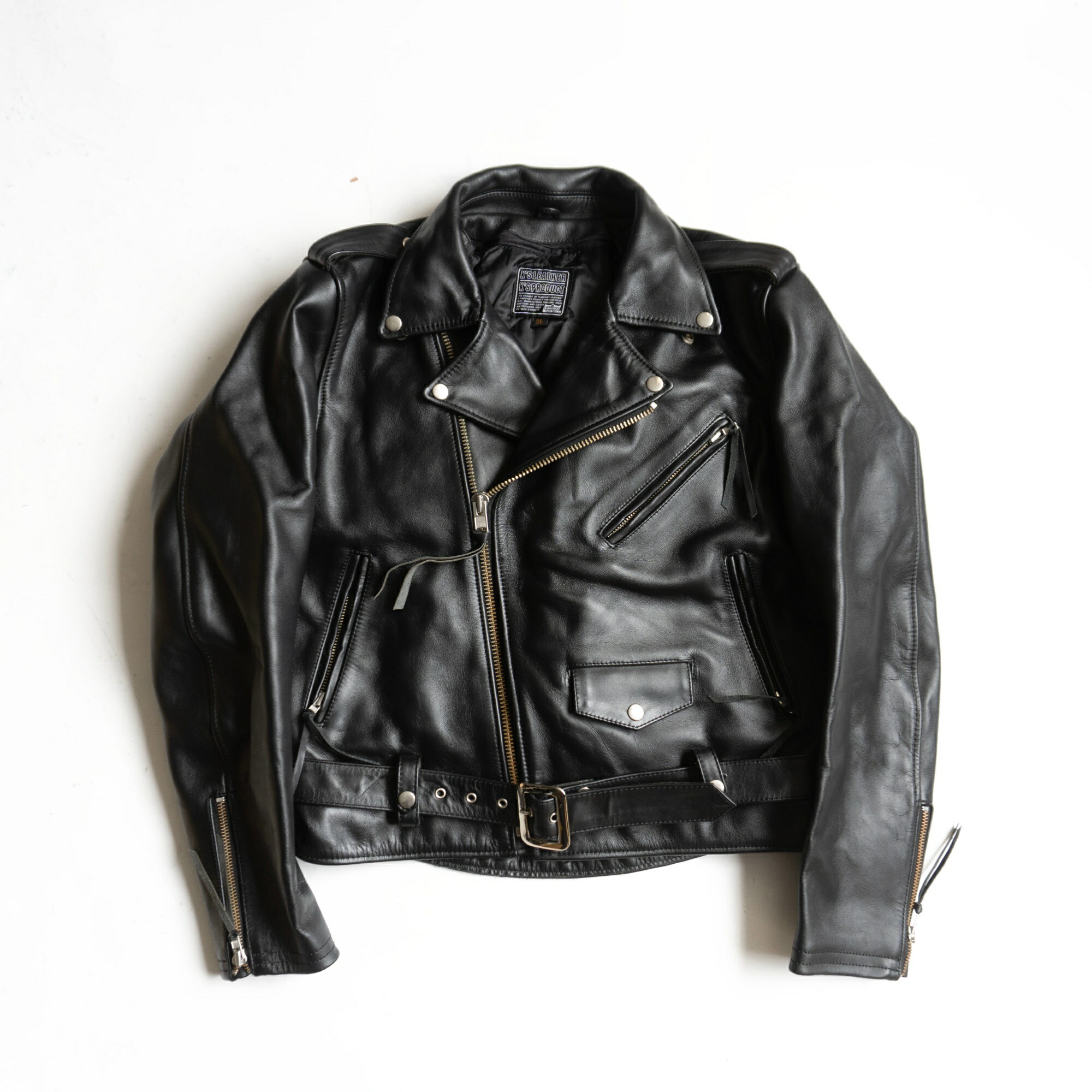【美品/ビッグ大きさ】KADOYA【ダブル ライダースジャケット】 3L カドヤ なめし革 黒いこと 自動二輪車 バイ鉄道車両 26060343