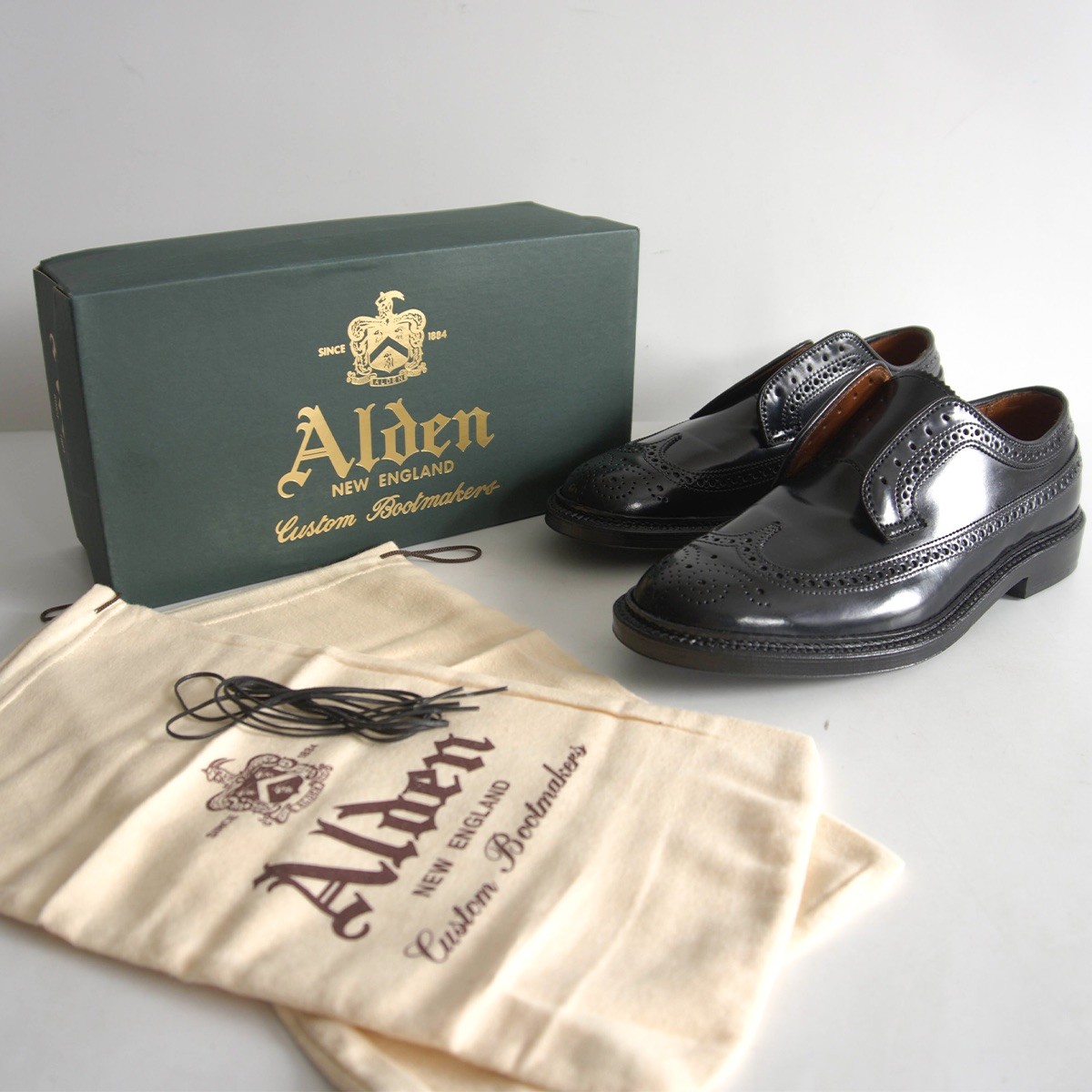 【試着のみ美品】Alden【9751/バリーラスト ウイングチップ コードバン】8 1/2D オールデン ブラック ドレスシューズ 26060371｜OLD BOY SHOP