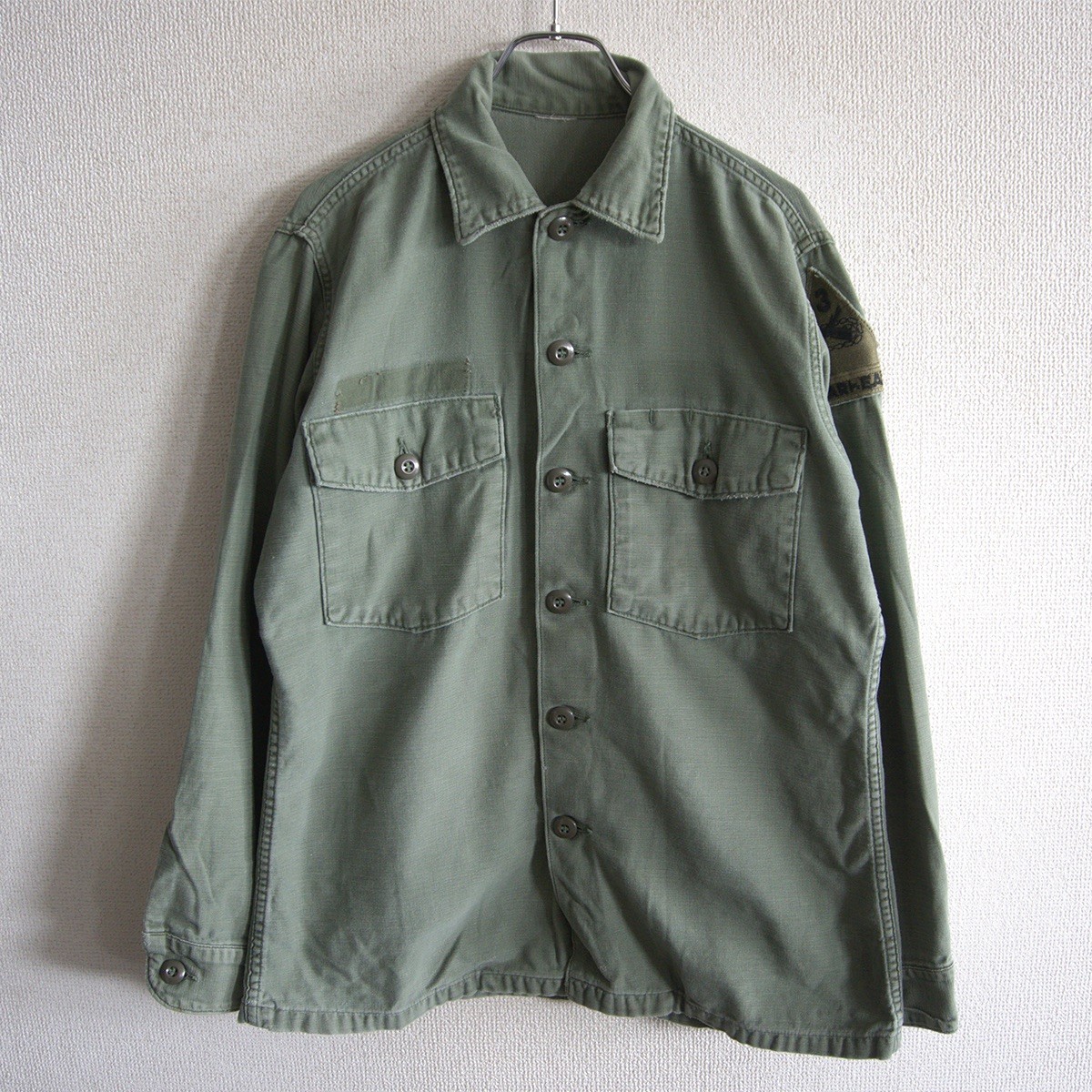 【60S】US ARMY【OG 107/コットンサテン ユーティリティ シャツ】60年代 ヴィンテージ 古着 26060286｜OLD BOY SHOP
