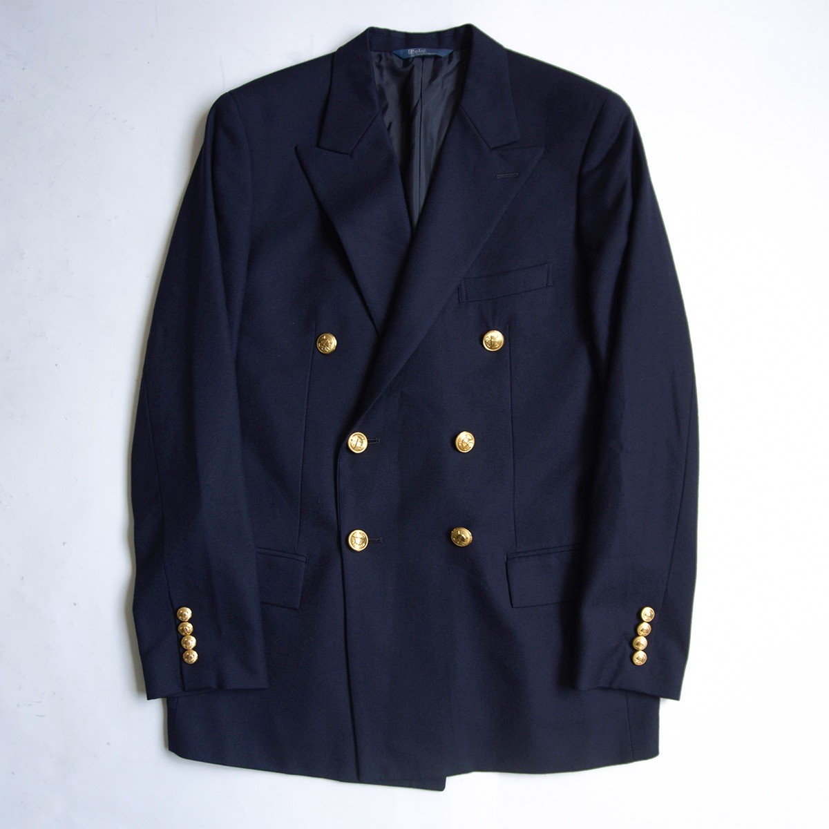 【最御膳上等品】POLO RALPH LAUREN【テーラードジャケット /紺ブレ】170 ダブル 金名取り草 ポロラルフローレン 26060744