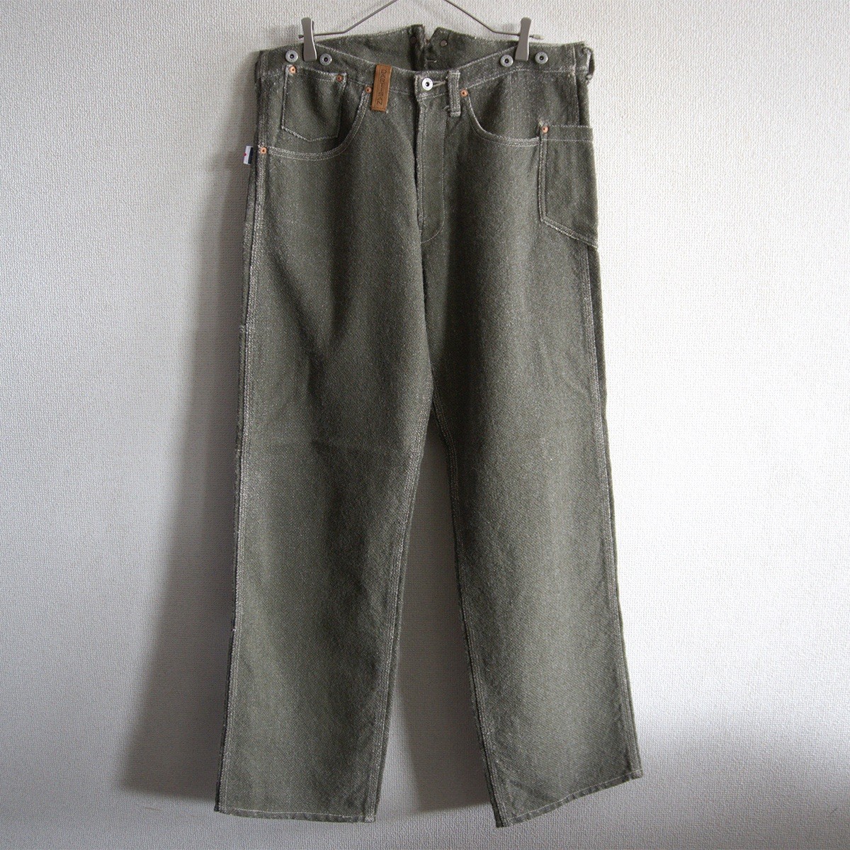 【希少】STUDIO D’ARTISAN【レザー バックルバック ウール トラウザー】L(32) ワークパンツ ステュディオダルチザン 26060917|OLD BOY SHOP