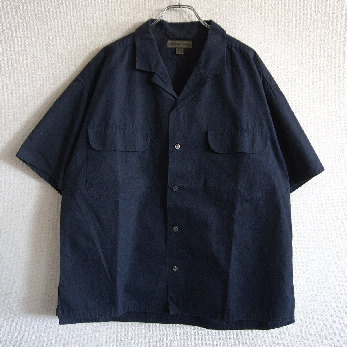 【美品】NIGEL CABOURN 【OPEN COLLAR SHIRT COTTON TWILL】48 ネイビー ナイジェルケーボン シャツ 26070175｜OLD BOY SHOP