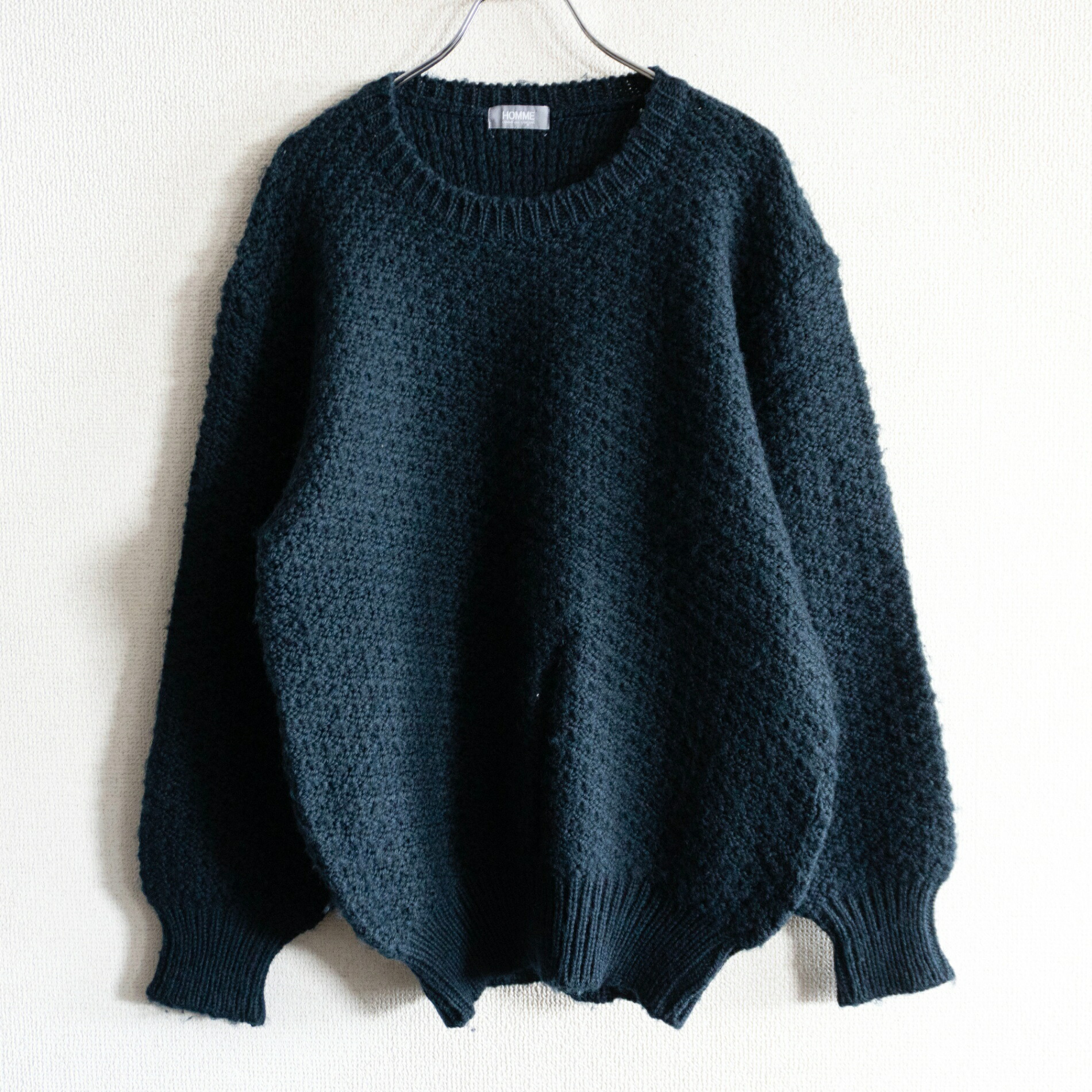【80s/デカオム】COMME des GARCONS HOMME 【80年代 ウール ケーブルニット セーター】 グリーン ギャルソンオム s2607059｜OLD BOY SHOP
