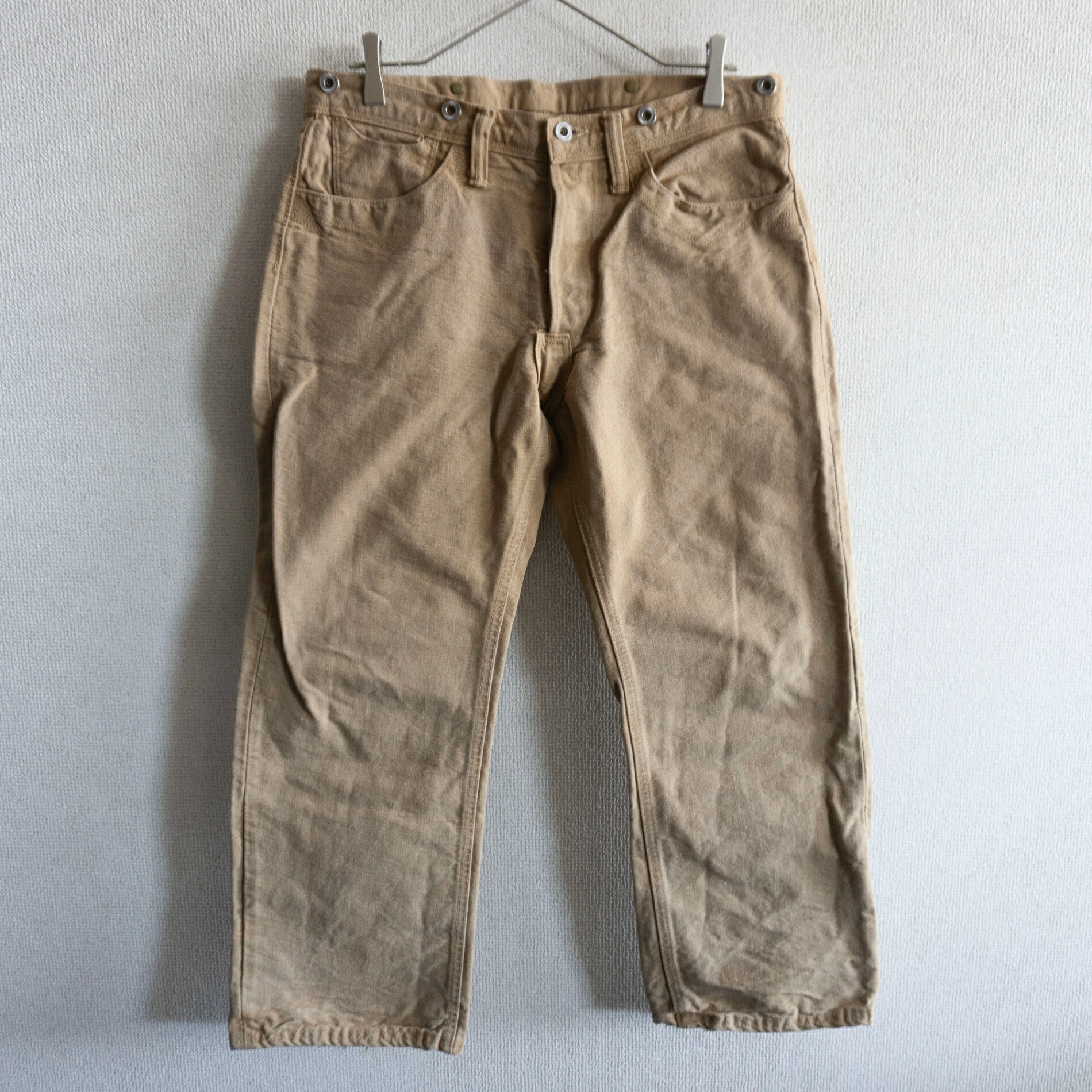 【雰囲気抜群】 WAREHOUSE【DUCK DIGGER サスペンダーボタン シンチバック パンツ】33 ウェアハウス ダックディガー 26070342｜OLD BOY SHOP