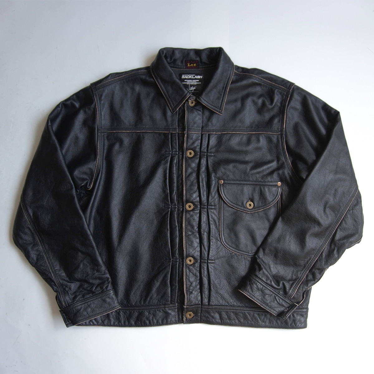 【美品】ISAMU KATAYAMA BACKLASH【× Lee レザー カウボーイ ジャケット】42 イサムカタヤマバックラッシュ リー 牛革 s2607068|OLD BOY SHOP