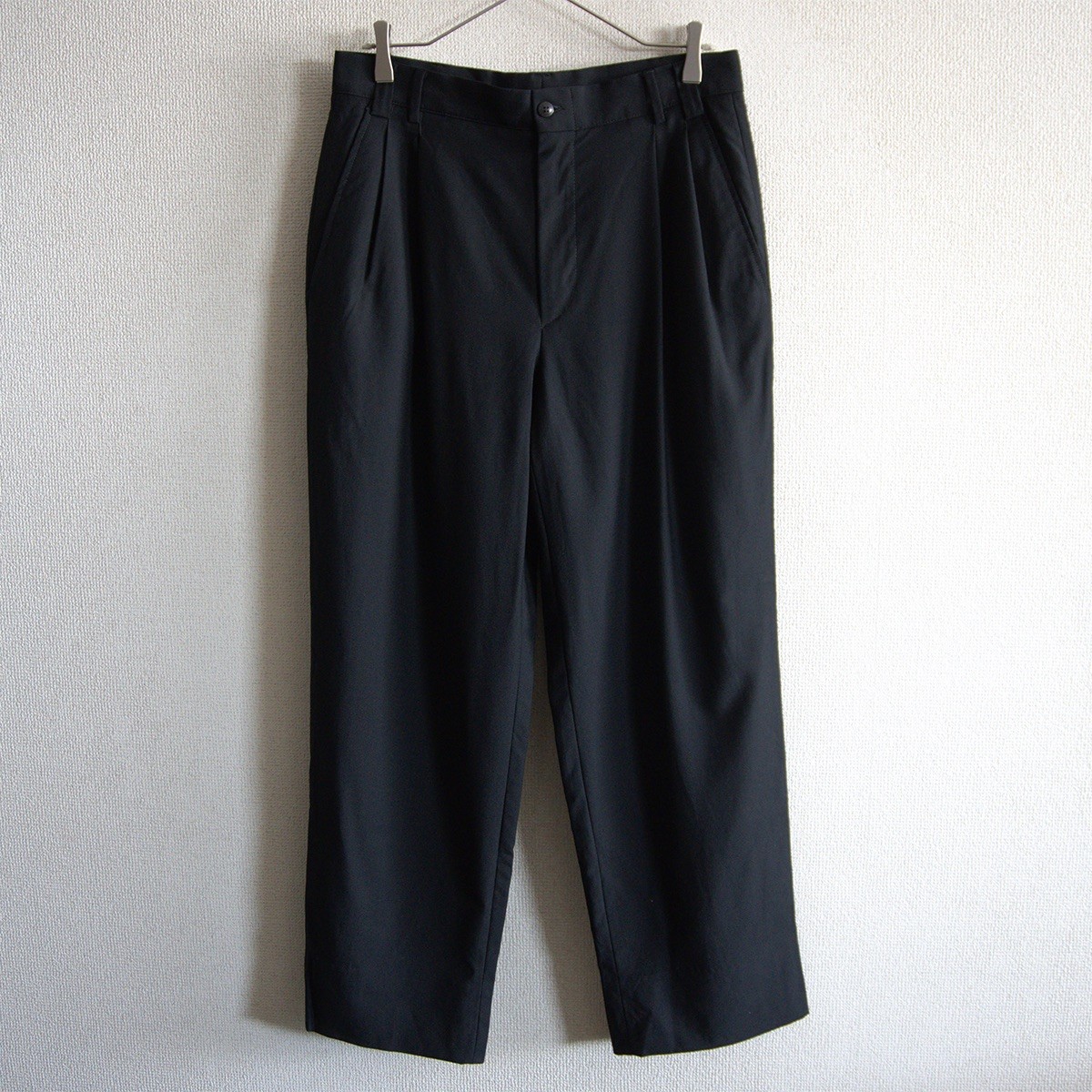 【90s】GIANNI VERSACE【ワイド スラックス パンツ】48 ブラック ヴェルサーチ 26070426|OLD BOY SHOP