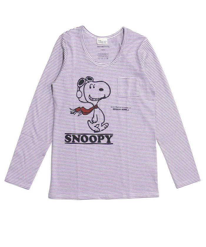 楽天市場 スヌーピー ロング Tシャツ 長袖 秋物 Snoopy ロンｔpeanuts 可愛い 着やすい コーデ 大人向け 綿100 コットン レディース メール便対応 キャラクター かわいい ポケット Green Bowl