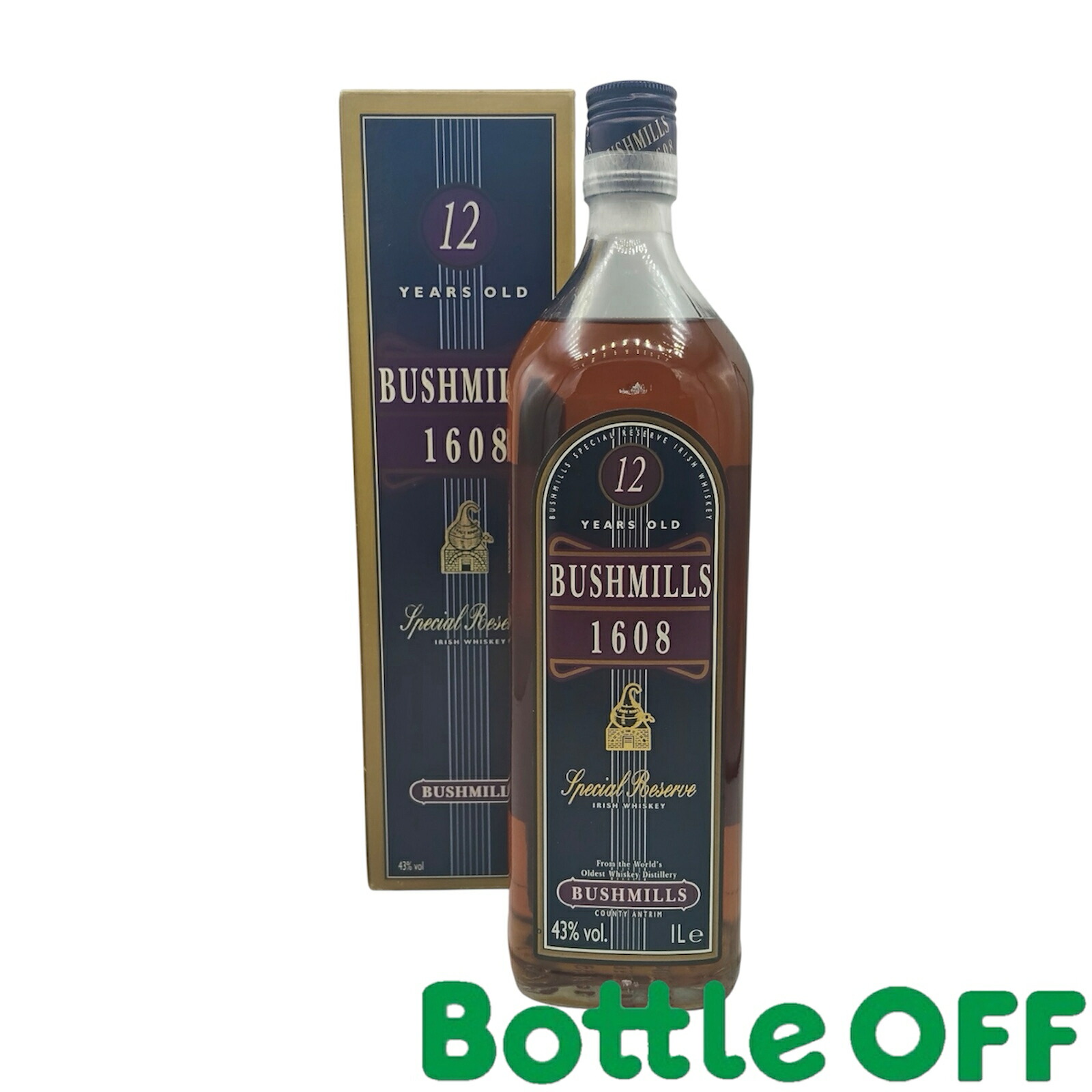 ブッシュミルズ 12年 1608 1L 43% 箱有り BUSHMILLS 12YEARS 1608 オールドボトル ヴィンテージウイスキー 【二次流通品】