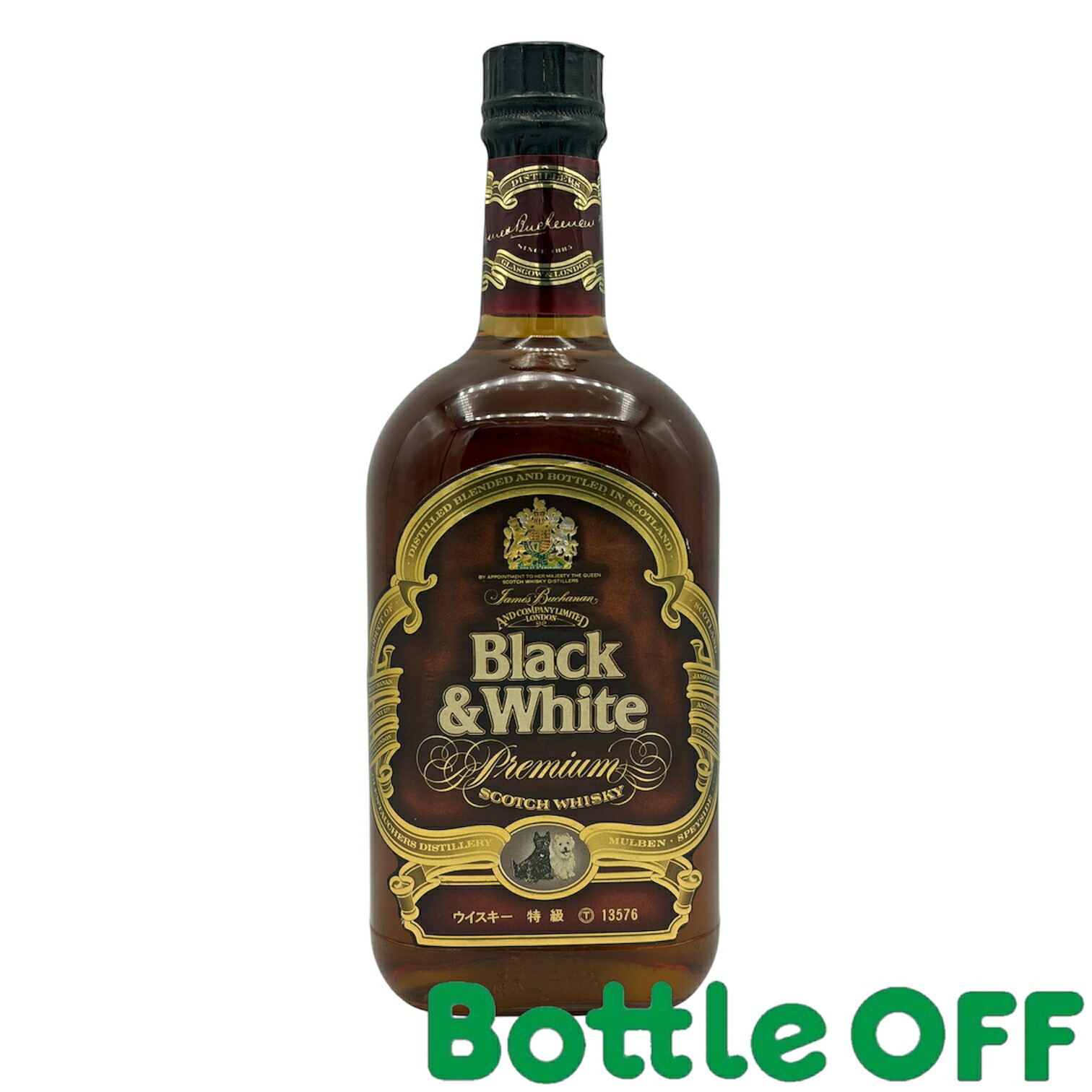 ブラック&ホワイト プレミアム 特級 BLACK&WHITE PREMIUM OLD SCOTCH 750ml 43% オールドボトル ヴィンテージウイスキー 【二次流通品】|BO店