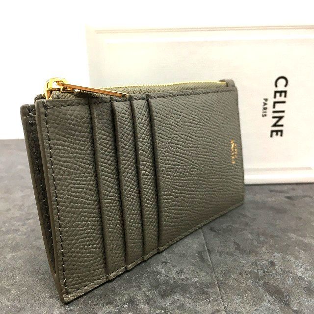 【中古】 貨物輸送込み！ 未当てはめる品 CELINE フラグメントケース 薄墨色 なめし革 コンパクトウォレット ミニ紙入れ 箱付き添い人 ☆差し上げ物にも☆ 74