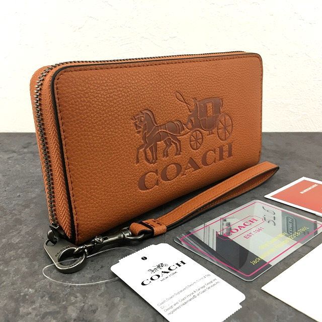 【新品未使用品】Coach コーチ　ウォレット　ロゴパターン 長財布 ブラウン COACH】コーチ コーティングキャンバス レザー シグネチャー