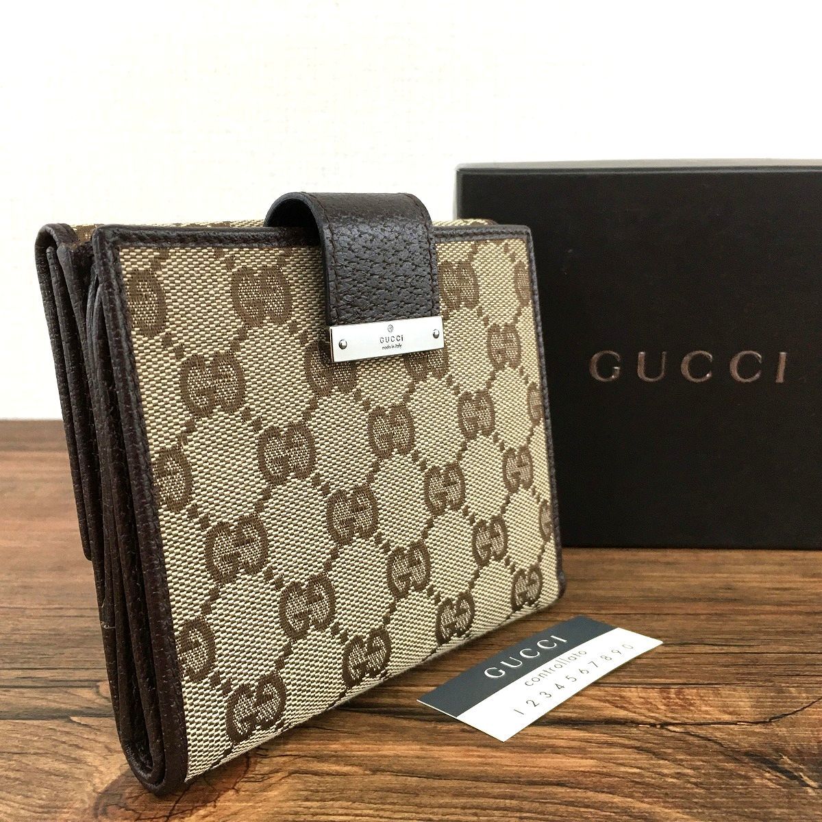 【中古】 送料込み！ 極美品 GUCCI Wホック財布 115094 GGキャンバス 箱付き メンズ レディース 308 30,875円