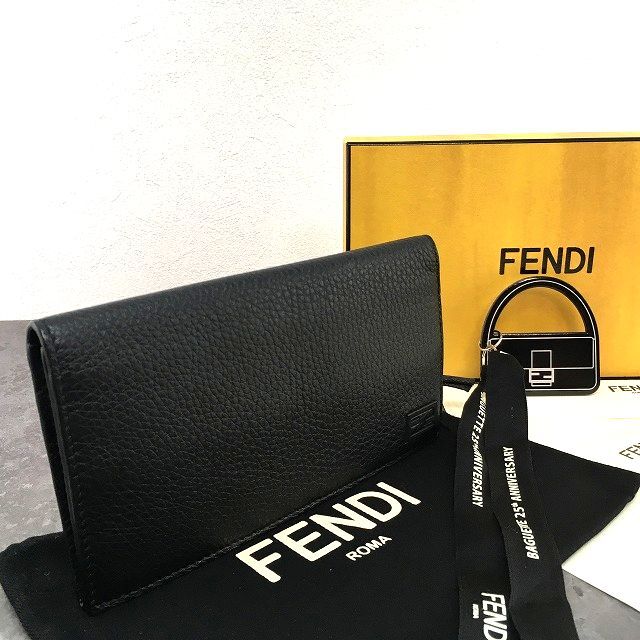 【中古】 貨物輸送込み！ 極美品 FENDI 長紙入れ 7M0264 井戸釣瓶 黒いこと なめし革 箱付き添い人 分かりやすい 451