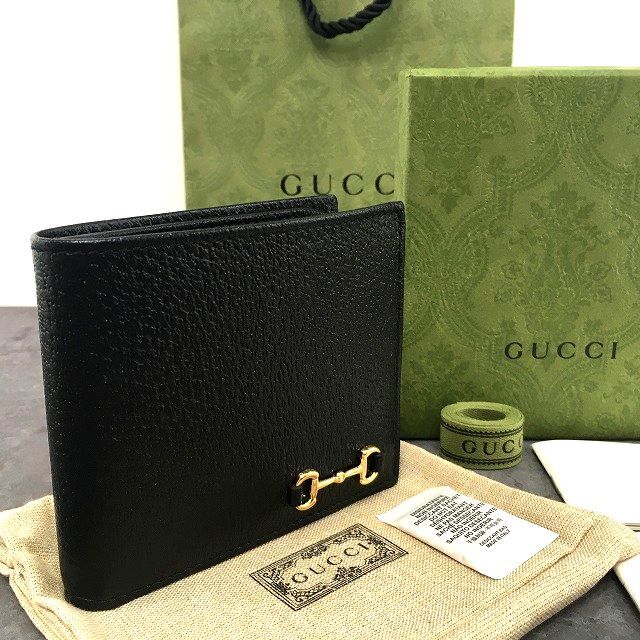 【中古】 送料込み！ 未使用品 GUCCI 札入れ 700462 ホースビット ブラック メンズ ☆プレゼントにも☆ 547