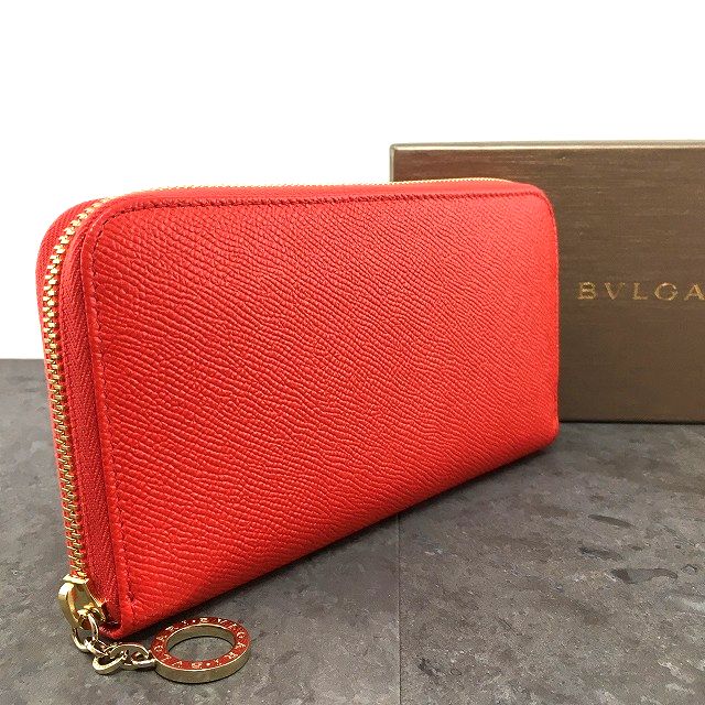 【中古】 送料込み！ 未使用品 BVLGARI ジップウォレット ブルガリブルガリ ローズ 箱付き 長財布 ☆プレゼントにも☆ 174