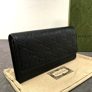 【中古】 送料込み！ 未使用品 GUCCI 長財布 815922 GGエンブレム ブラック 箱付き メンズ レディース 40