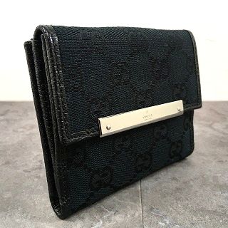 【中古】 貨物輸送込み！ 未当て嵌める品 GUCCI コンパクトウォレット 112716 黒いこと W引っかかり紙入れ メンズ レディース 7