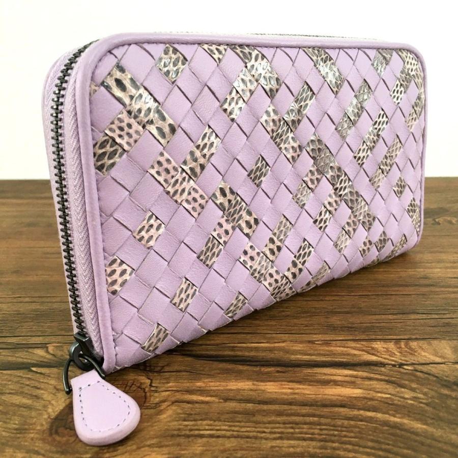【中古】 貨物輸送込み！ 極美品 BOTTEGA VENETA ジップウォレット 子ヒツジ人はだ アイヤーズ パープル イントレチャート 長紙入れ 148