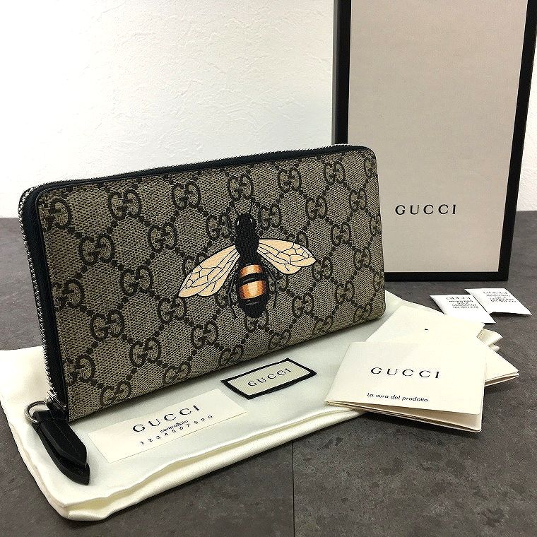 【中古】 貨物輸送込み！ 未当て嵌める品 GUCCI ジップウォレット 451273 アニマリエ 蜂 箱付き添い人 159