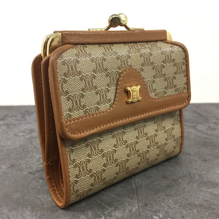 送料込み！ 美品 CELINE コンパクトウォレット がま口 マカダム柄 617