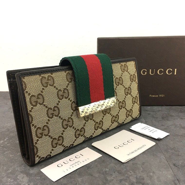 送料込み! 美品 GUCCI 長財布 181668 シェリー 箱付き 258
