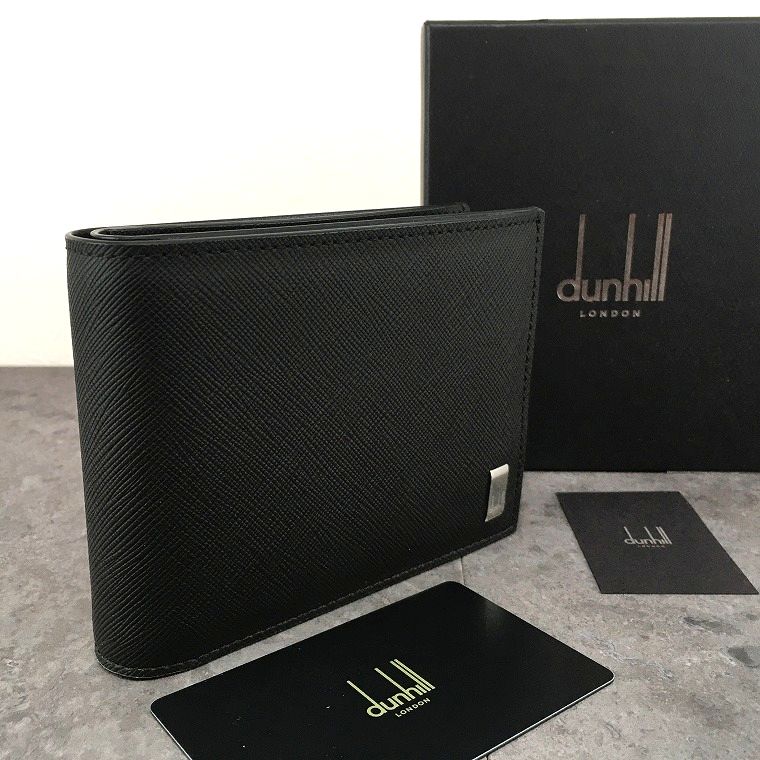 【中古】 貨物輸送込み！ 未当て嵌める品 dunhill 二つ折り紙入れ 黒いこと 分かりやすい 紙入れ メンズ 266