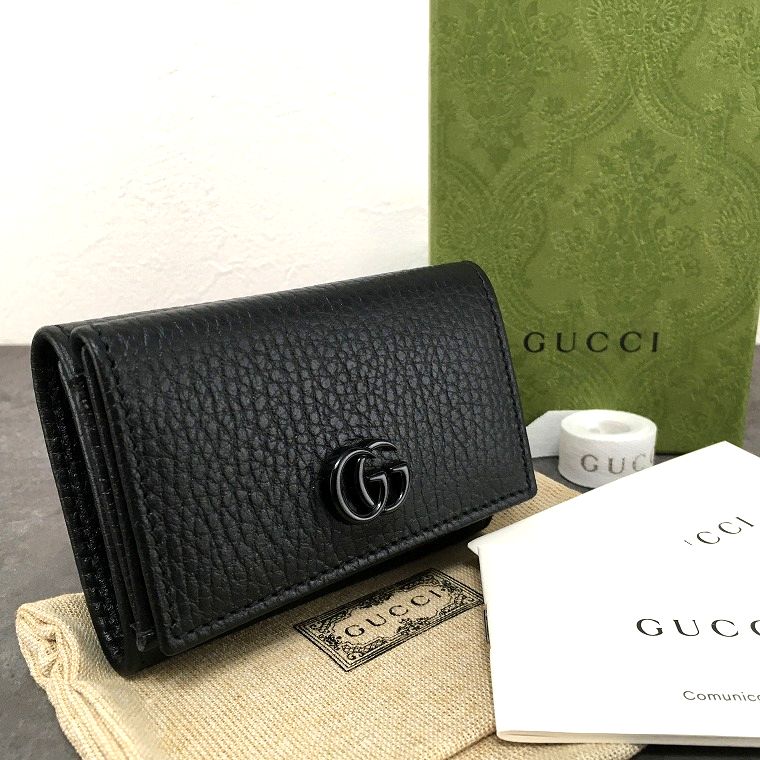 【中古】 送料込み！ 未使用品 GUCCI コンパクトウォレット 735212 三つ折り財布 ブラック 箱付き ☆プレゼントにも☆ 290｜S2Company