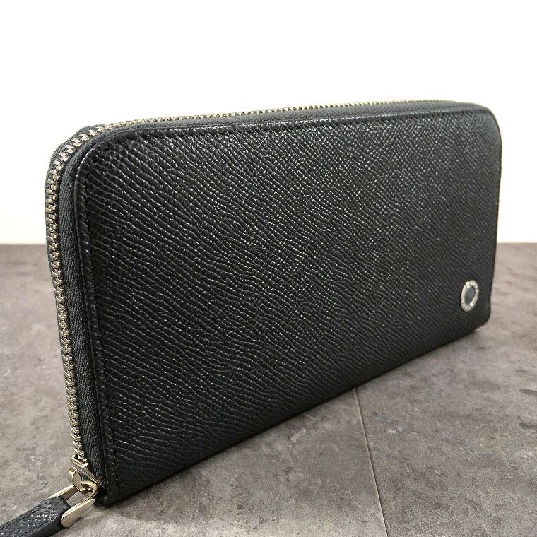 【中古】 貨物輸送込み！ 極美品 BVLGARI ジップウォレット 薄墨色×緑であること 228