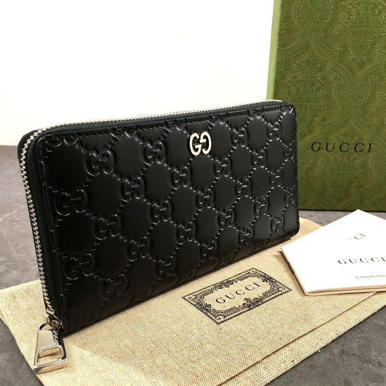 【中古】 貨物輸送込み！ 未当て嵌める品 GUCCI ジップウォレット 473928 黒いこと ドリアン 箱付き添い人 271