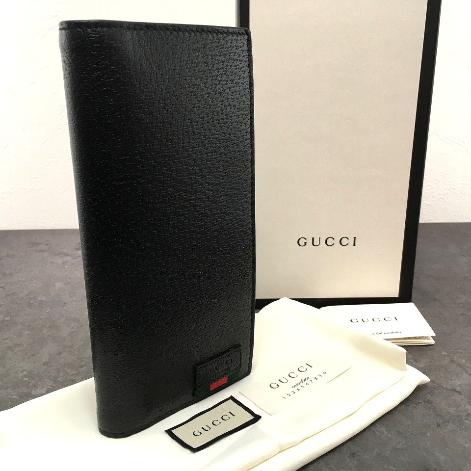 送料込み！ 未使用品 GUCCI 長財布 428755 ブラック シェリー 箱付き 128