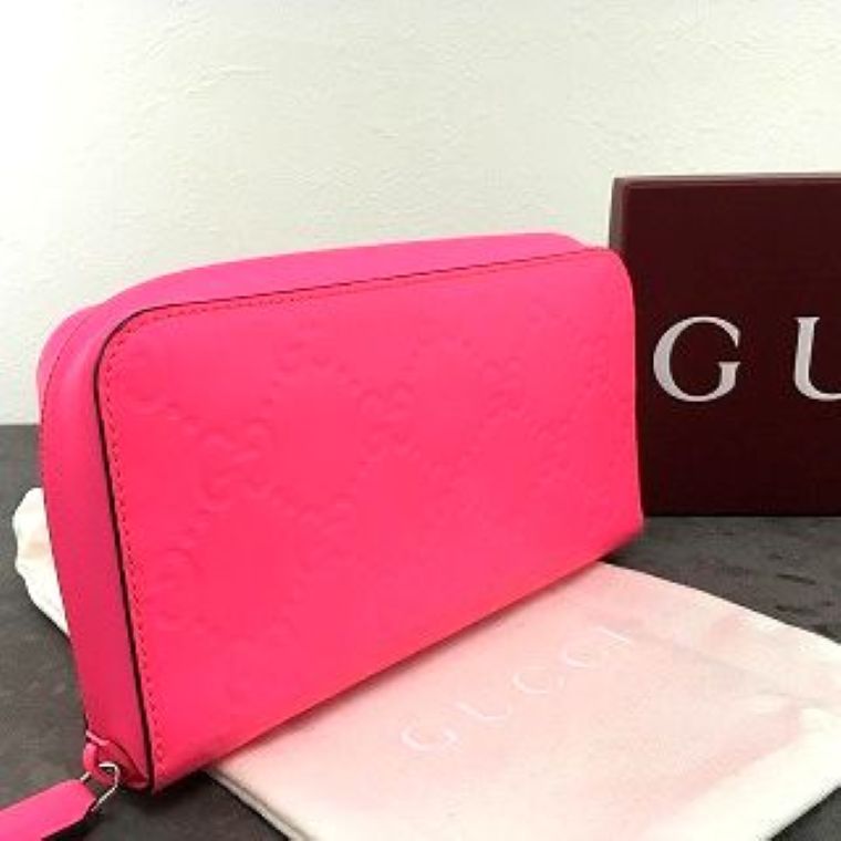 【中古】 極美品 GUCCI ジップウォレット ラバーエフェクト 箱付き 504|S2Company