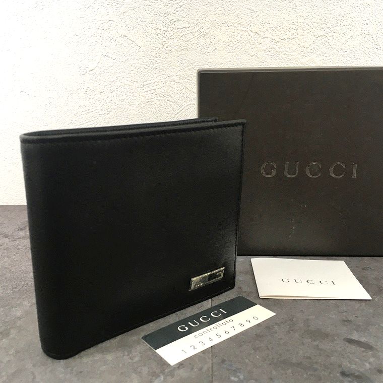 【中古】送料込み！ 美品 GUCCI 二つ折り財布 29076 ブラック ラムレザー 66｜S2Company