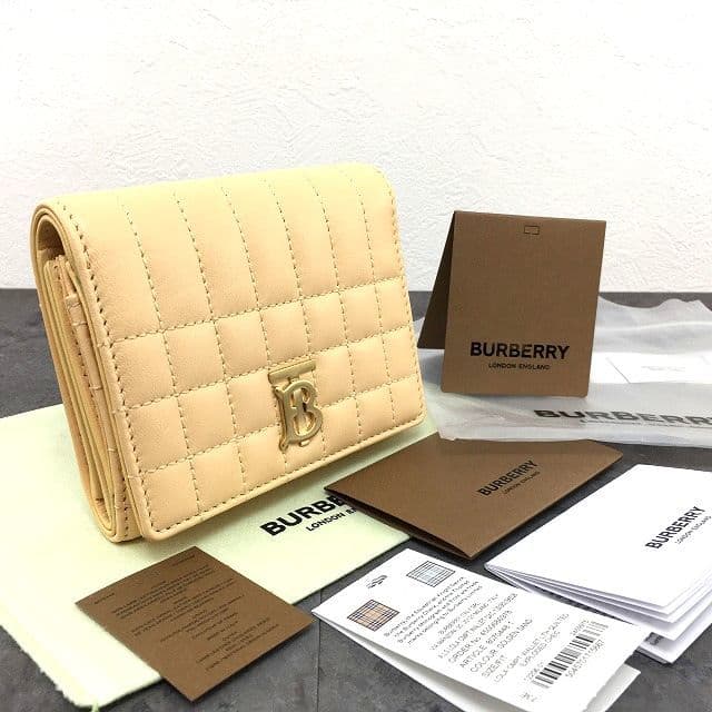 【中古】 貨物輸送込み！ 未当て嵌める品 BURBERRY 三つ折り紙入れ ベージュ ゴールド 結核症 コンパクトウォレット トーマスバーバリー 34