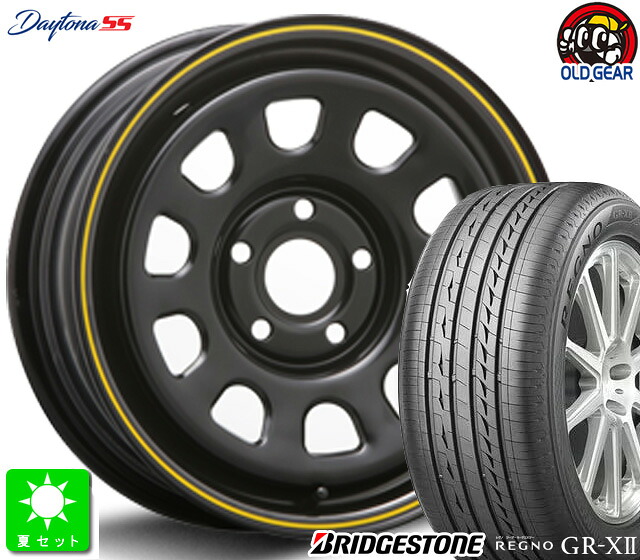 195/65R15 ブリヂストン レグノ GR-X2 新品 サマータイヤ ホイール4本セット MLJ デイトナSS 15インチ 6.0J 5H108 ブラック/イエローライン taiya
