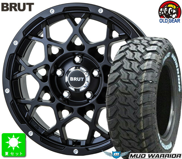 LT215/70R16 107/105Qモンスタタイヤ マッドウォーリア ホワイトレター新品 サマータイヤ ホイール4本セットブルート BRUT BR-5516インチ 6.5J 5H114.3ミルドサティンブラック taiya｜オールドギア店